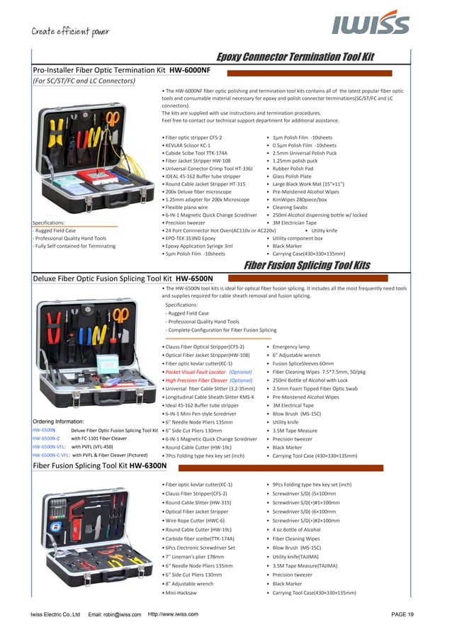 Iwiss Fiber Optic Tools Catalogue 2013 PDF