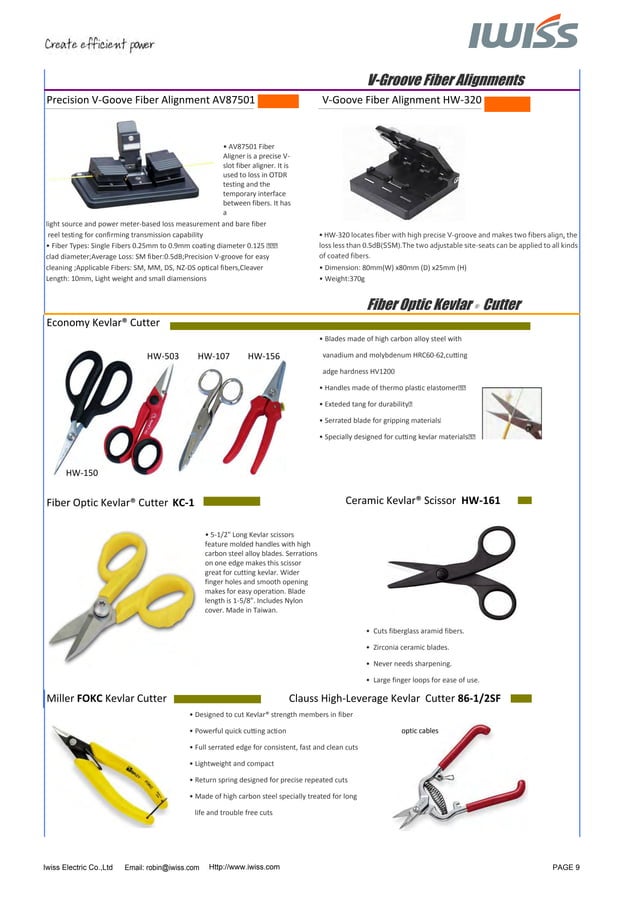 Iwiss Fiber Optic Tools Catalogue 2013