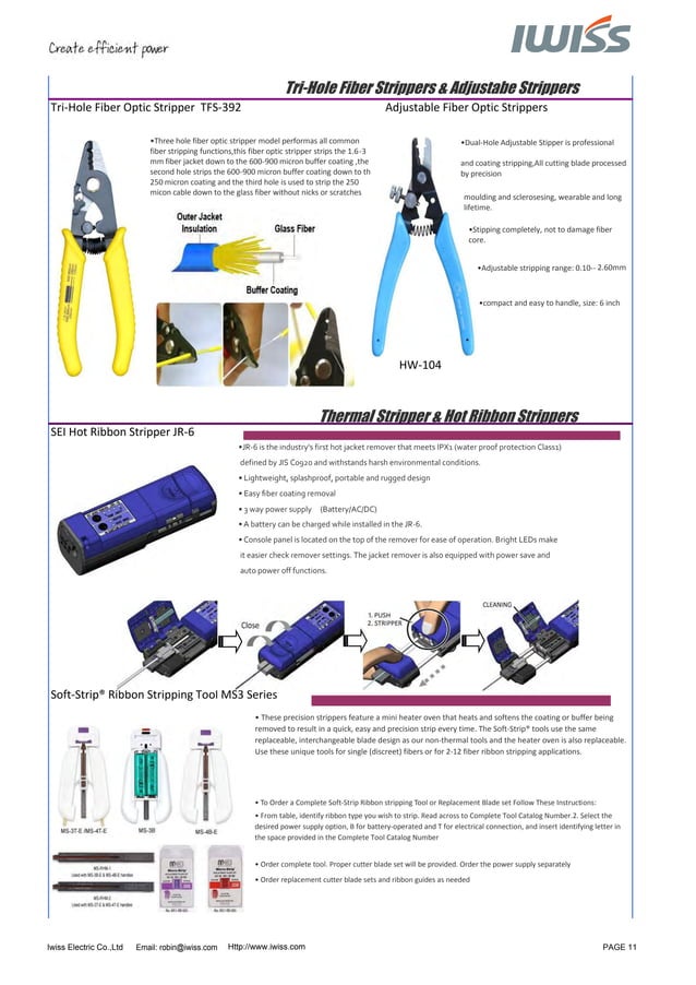 Iwiss Fiber Optic Tools Catalogue 2013