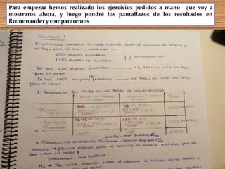 Para empezar hemos realizado los ejercicios pedidos a mano que voy a
mostraros ahora, y luego pondré los pantallazos de los resultados en
Rcommander y compararemos
 