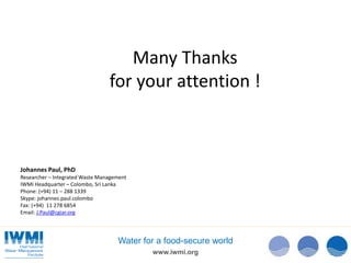 IWMI Resources Recovery and Reuse - From research to uptake