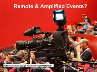 Remote & Amplified Events? http://www.flickr.com/photos/mindfieldz/3778121935/ 