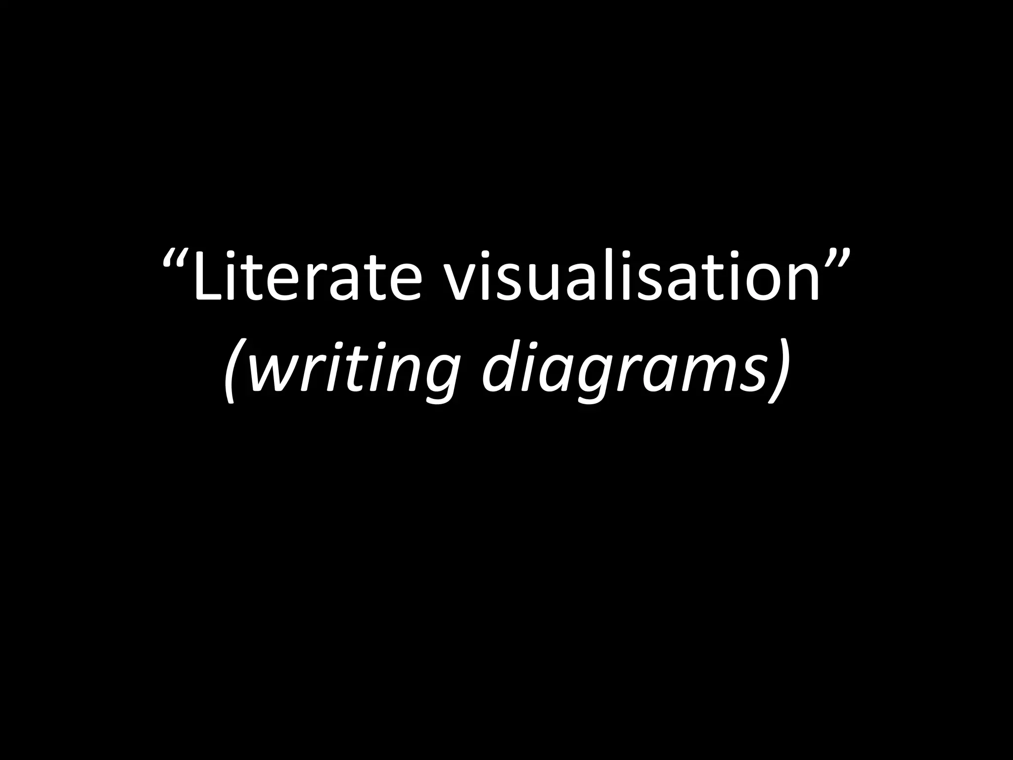 “Literate visualisation”
  (writing diagrams)
 