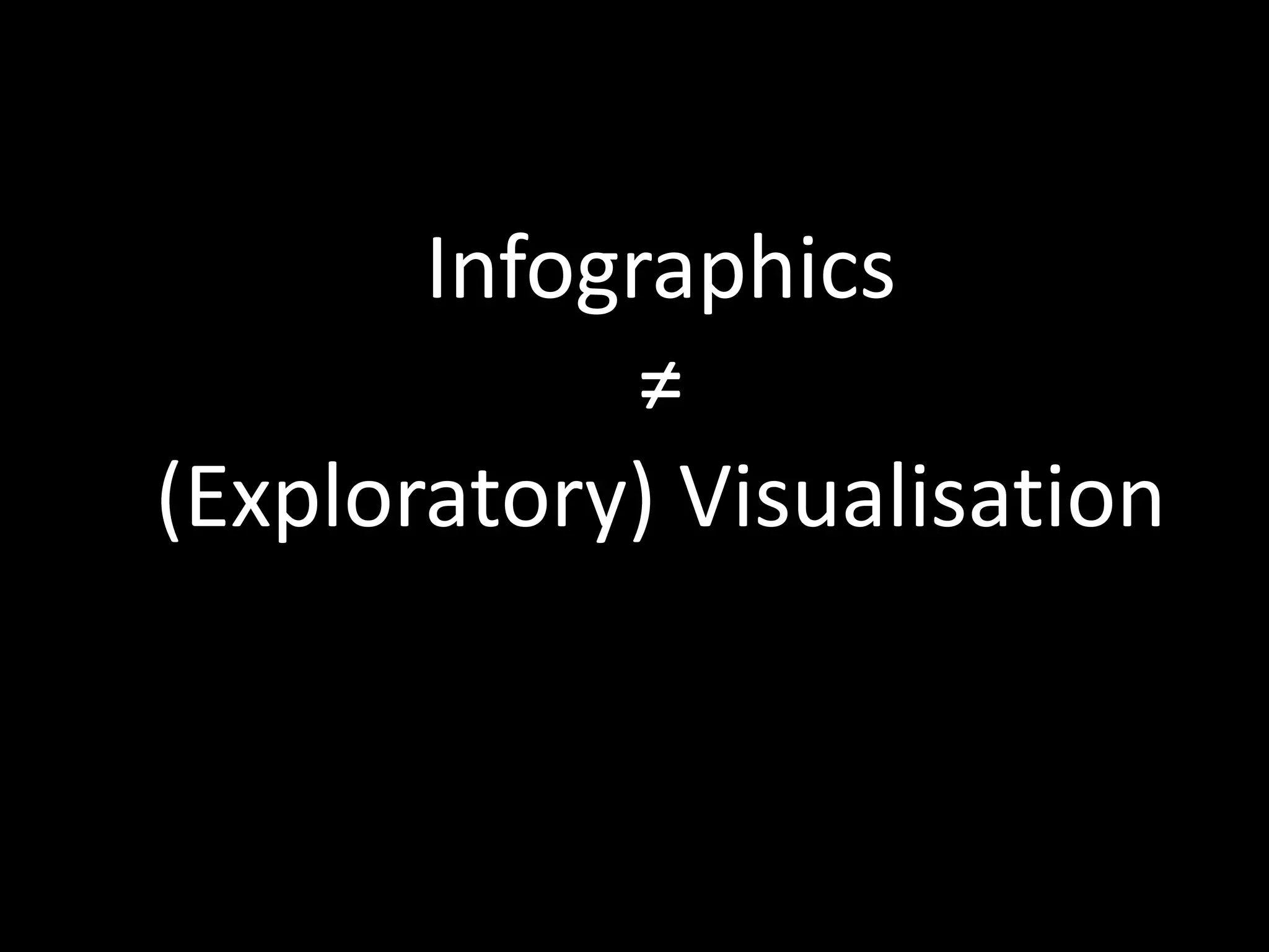 Infographics
             ≠
(Exploratory) Visualisation
 