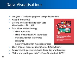 Data Visualisations

      • Use your IT and your graphics design department
      • Make it interactive
      • Getting A...