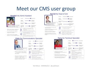 Meet our CMS user group




      Neil Allison - #IWMW2012 - @usabilityed
 