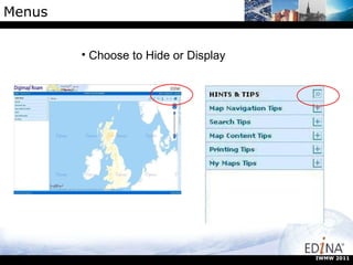 Menus Choose to Hide or Display IWMW 2011 