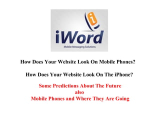 How Does Your Website Look On Mobile Phones? How Does Your Website Look On The iPhone? Some Predictions About The Future also Mobile Phones and Where They Are Going 