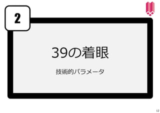 39の着眼 
技術的パラメータ 
2 
12 
 