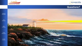 32 
Customer 
Orientation 
Lean 
Six Sigma 
Agile 
Processes 
Project 
Estimations 
Transfer 
Functions 
Questions? 
