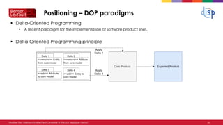 Positioning – DOP paradigms
▪ Delta-Oriented Programming
• A recent paradigm for the implementation of software product li...