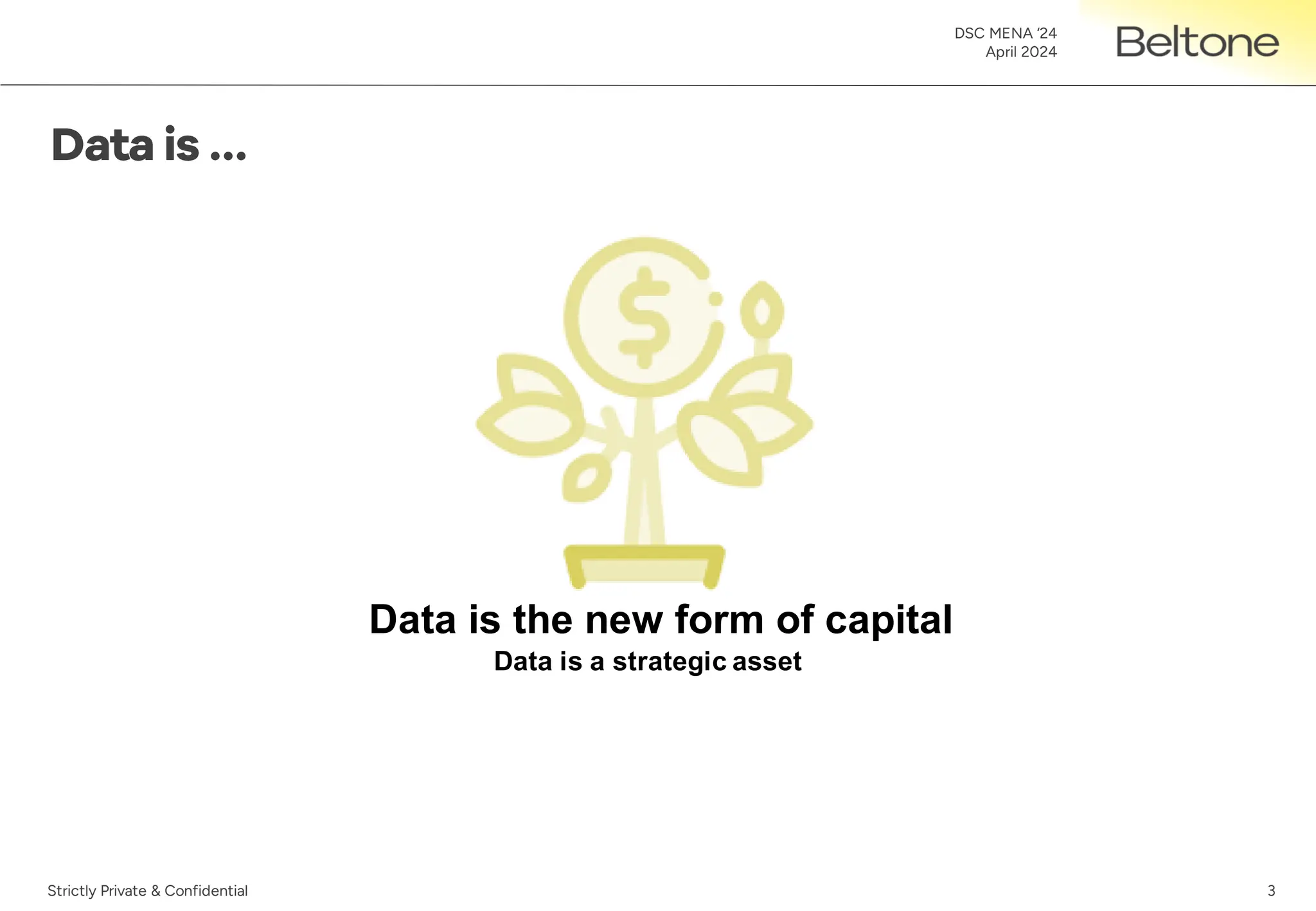 3
DSC MENA ‘24
April 2024
Strictly Private & Confidential
Data is a strategic asset
Data is the new form of capital
 