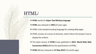 Internet and Web Technology (CLASS-3) [HTML & CSS] | PPT