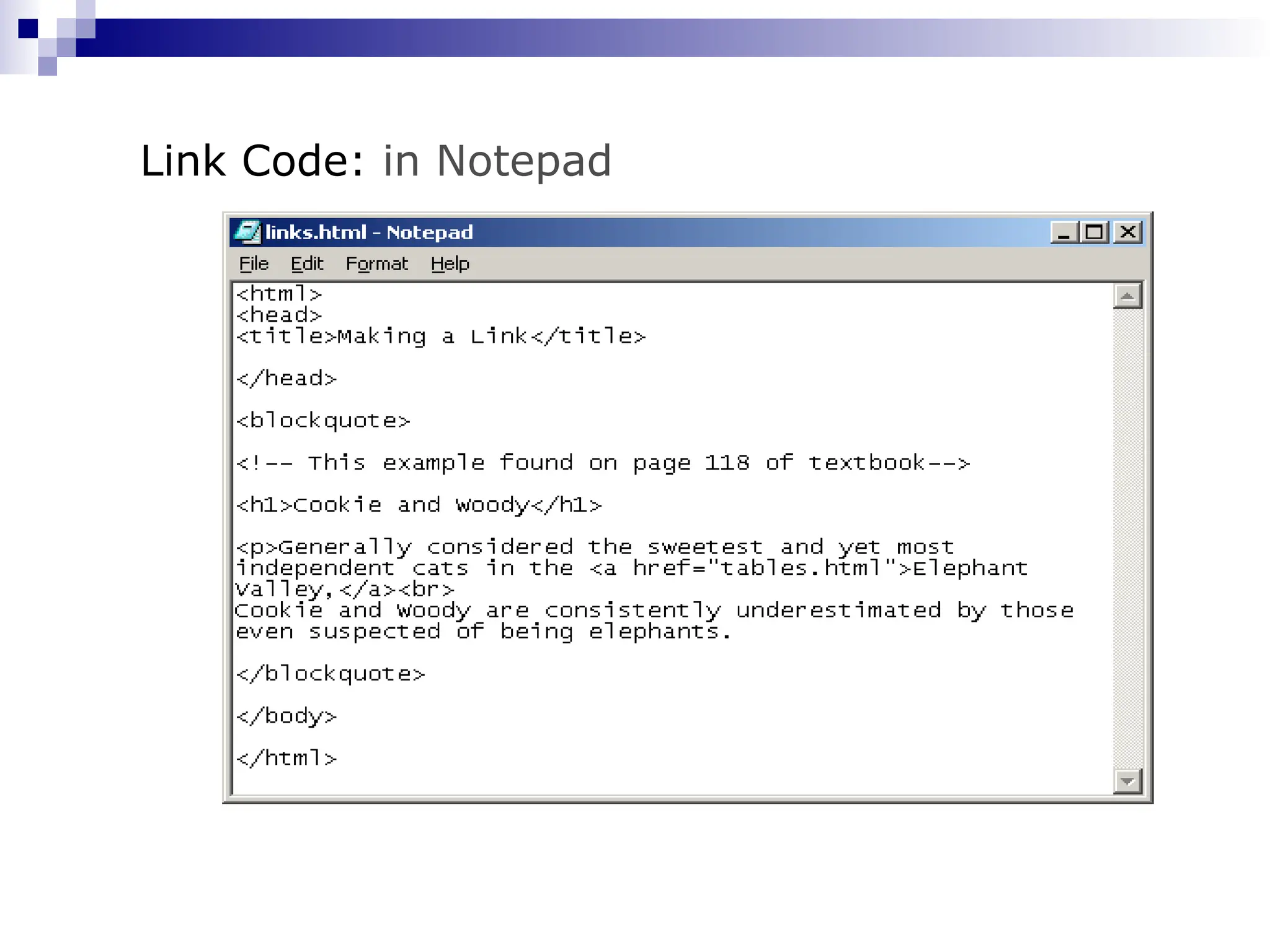 Link Code: in Notepad 
