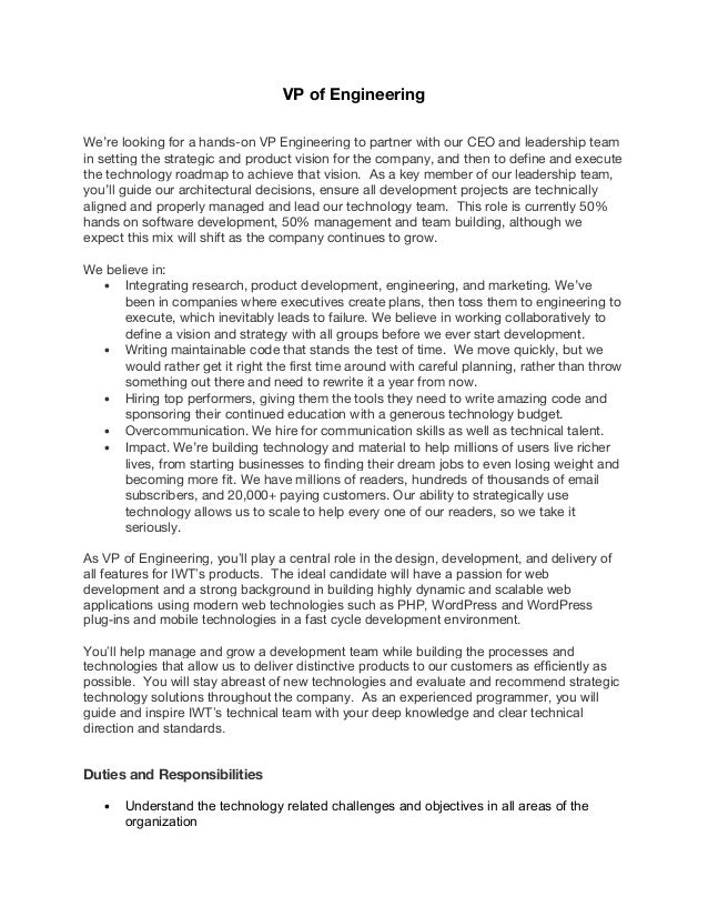 Iwt Vp Of Engineering