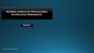 RÉGIMEN JURÍDICO DE PRESTACIONES:
INCAPACIDAD PERMANENTE.
ÚLTIMA ACTUALIZACIÓN 15/11/2015
CONCEPTOYTIPOS
 