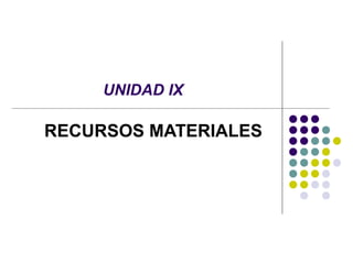 UNIDAD IX
RECURSOS MATERIALES
 