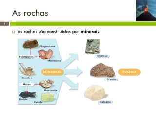 As rochas
3



As rochas são constituídas por minerais.

 