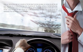 Close your eyes and your ideal car is conjured up. One that doesn’t just take you places, but conveys you with flair and
grace. That looks like it’s moving forward even when it’s standing still. The ix35 is a synthesis of flawless, cutting-edge
design, embodying style in every curve. Sporty and powerful, yet, refined and relaxed. Its hexagonal radiator grille exuding
strength, just as its sloping tail gate, oversize rear bumper and aggressive, low-slung stance convey purpose and
sophistication. Your vision of a car, in three dimensions.
 