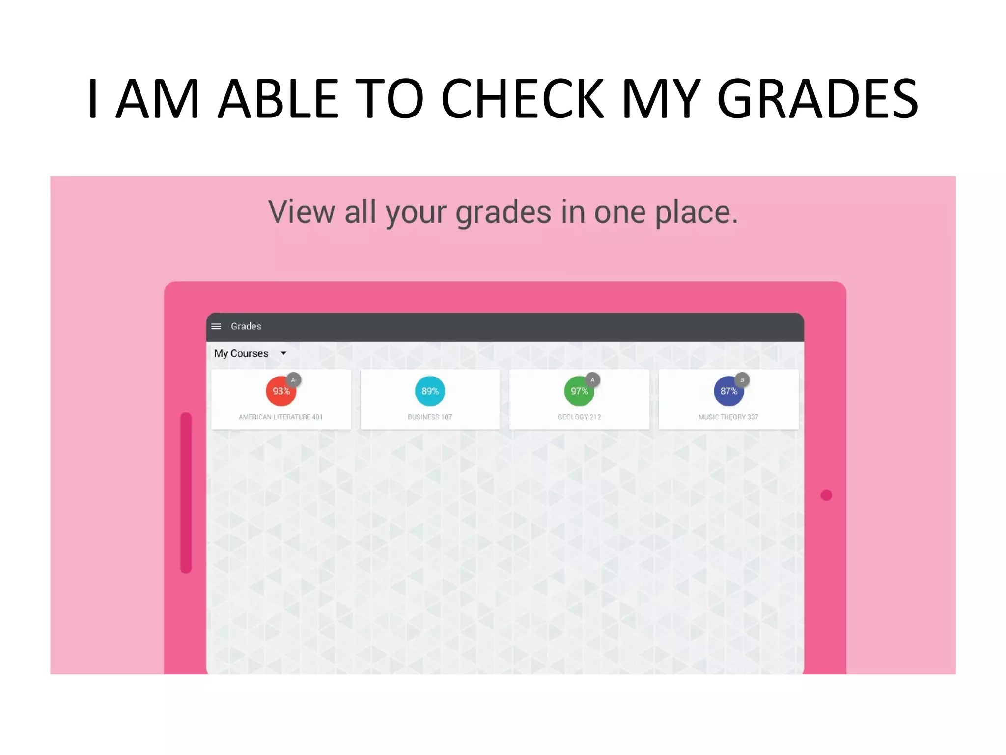 I AM ABLE TO CHECK MY GRADES