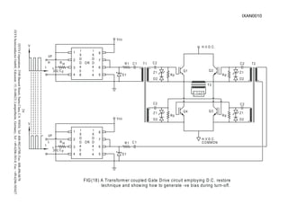 IXYS
Corporation;
3540
Bassett
Street;
Santa
Clara,
CA
95054;
Tel:
408-982-0700;
Fax:
408-496-0670
IXYS
Semiconductor
GmbH;
Edisonstr.
15;
D-68623;
Lampertheim,
Germany;
Tel:
+49-6206-503-0;
Fax:
+49-6206-503627
2
6
FIG(18) A Transformer coupled Gate Drive circuit employing D.C. restore
technique and showing how to generate -ve bias during turn-off.
H
7
2
4
3
5
OR
6
1 8
Vcc
T1
H.V.D.C.
H.V.D.C.
LOAD
D2
Z1
T3
T2
I/P
8
D
0
4
D
I
X
4
D
1
4
D
I
X
R1 C1
D1
C2
Rp
D2
Z1
Rp
C2
D2
Z1
Rp
C2
D2
Rp
Z1
C2
COMMON
Q4
Q1 Q2
Q3
1 8
L
I/P
4 4
4 8
3
0
4 5
1
6
2 D
D
X
D
D
OR
7
X
D1
R1 C1
I I
Vcc
+
+
C F
t
V
t
V
R H
C F
R H
IXAN0010
 