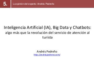 Inteligencia Artificial (IA), Big Data y Chatbots:
algo más que la revolución del servicio de atención al
turista
Andrés P...
