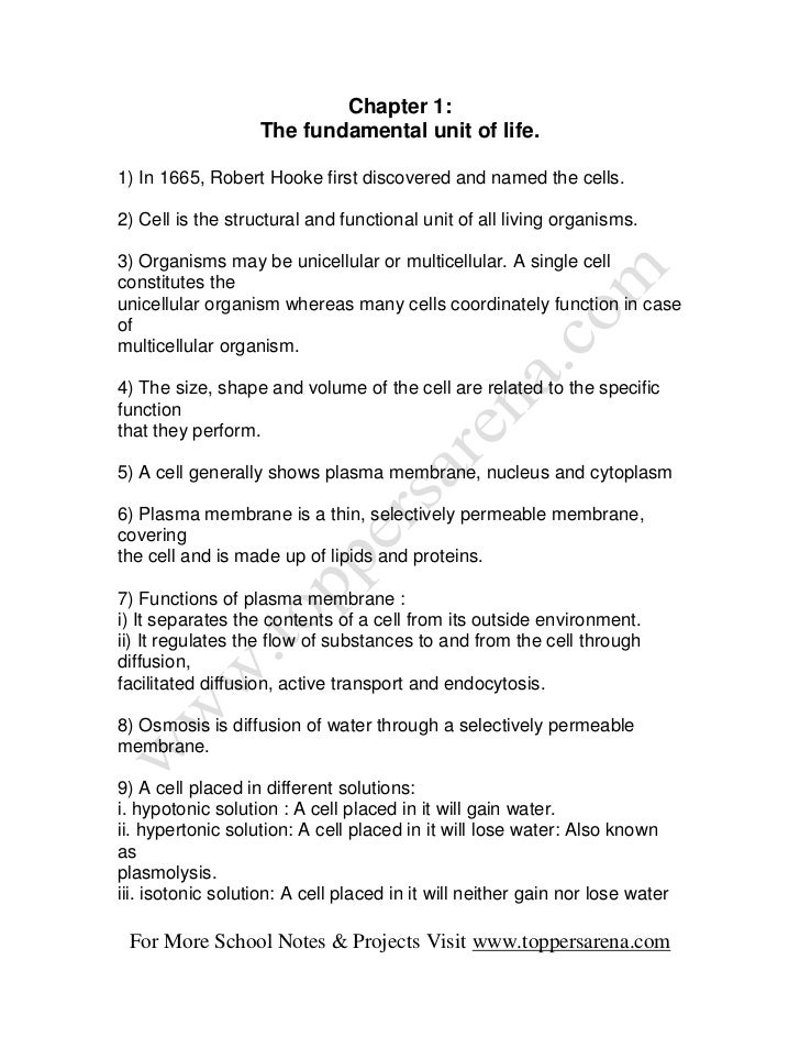 Chapter 1:                   The fundamental unit of life.1) In 1665, Robert Hooke first discovered and named the cells.2)...