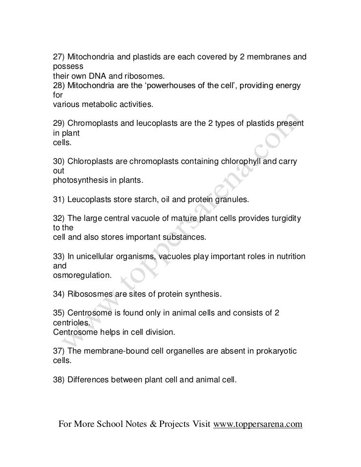 27) Mitochondria and plastids are each covered by 2 membranes andpossesstheir own DNA and ribosomes.28) Mitochondria are t...