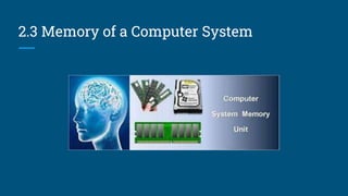 2.3 Memory of a Computer System
 