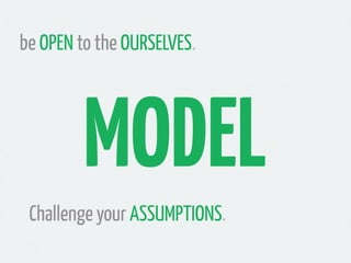 be OPEN to the OURSELVES.




         MODEL
 Challenge your ASSUMPTIONS.
 