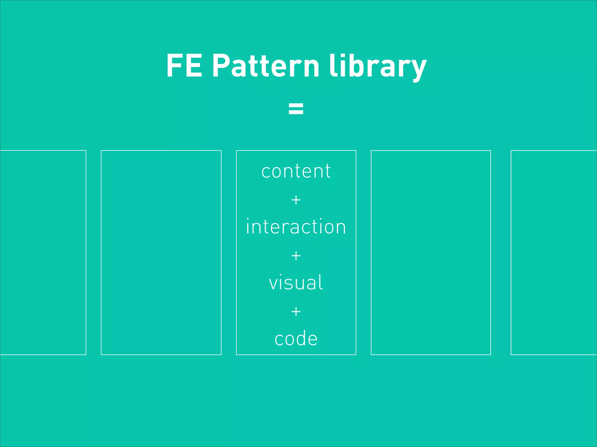 FE Pattern library
=
content
+
interaction
+
visual
+
code

 
