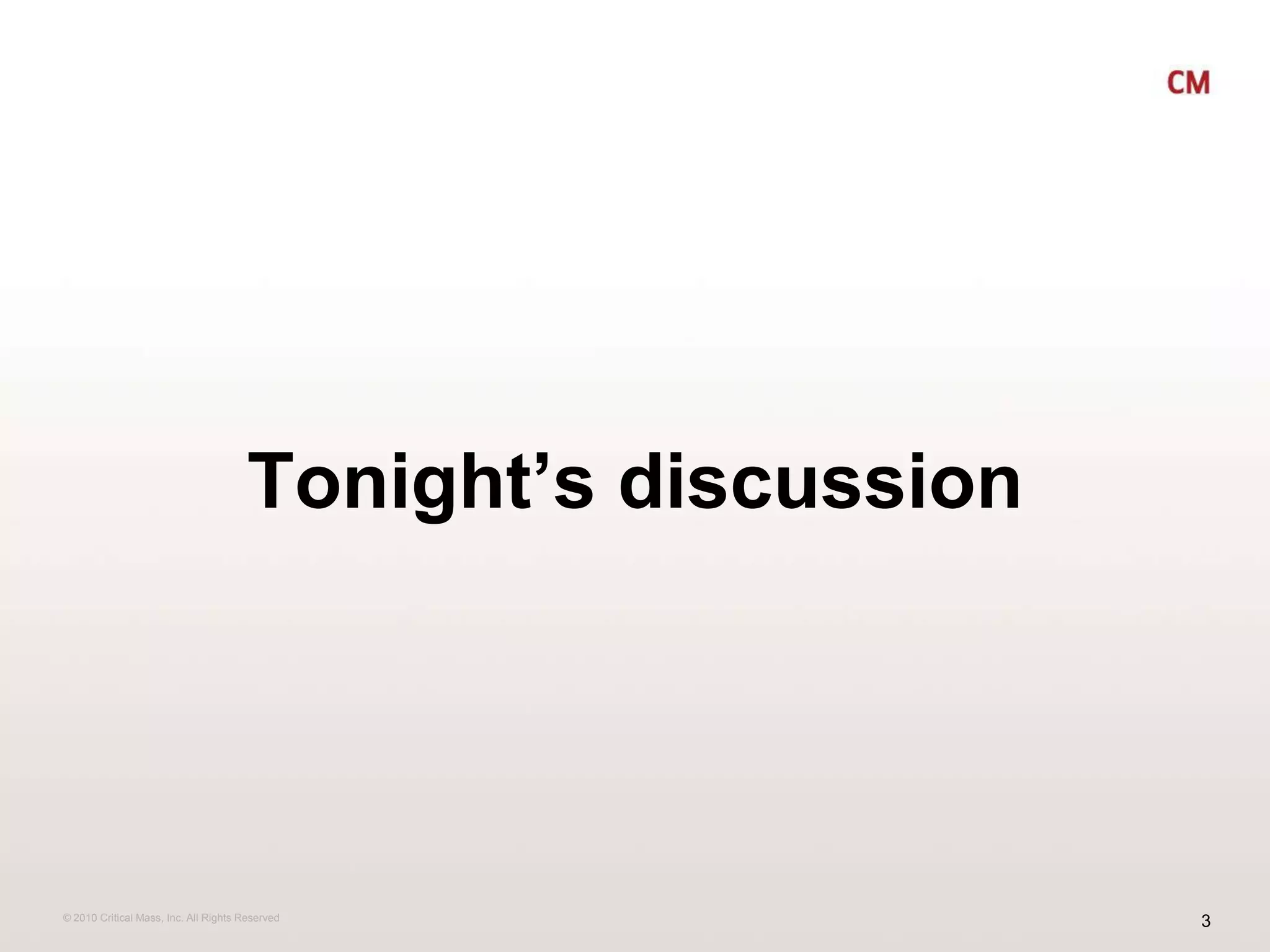 Tonight’s discussion