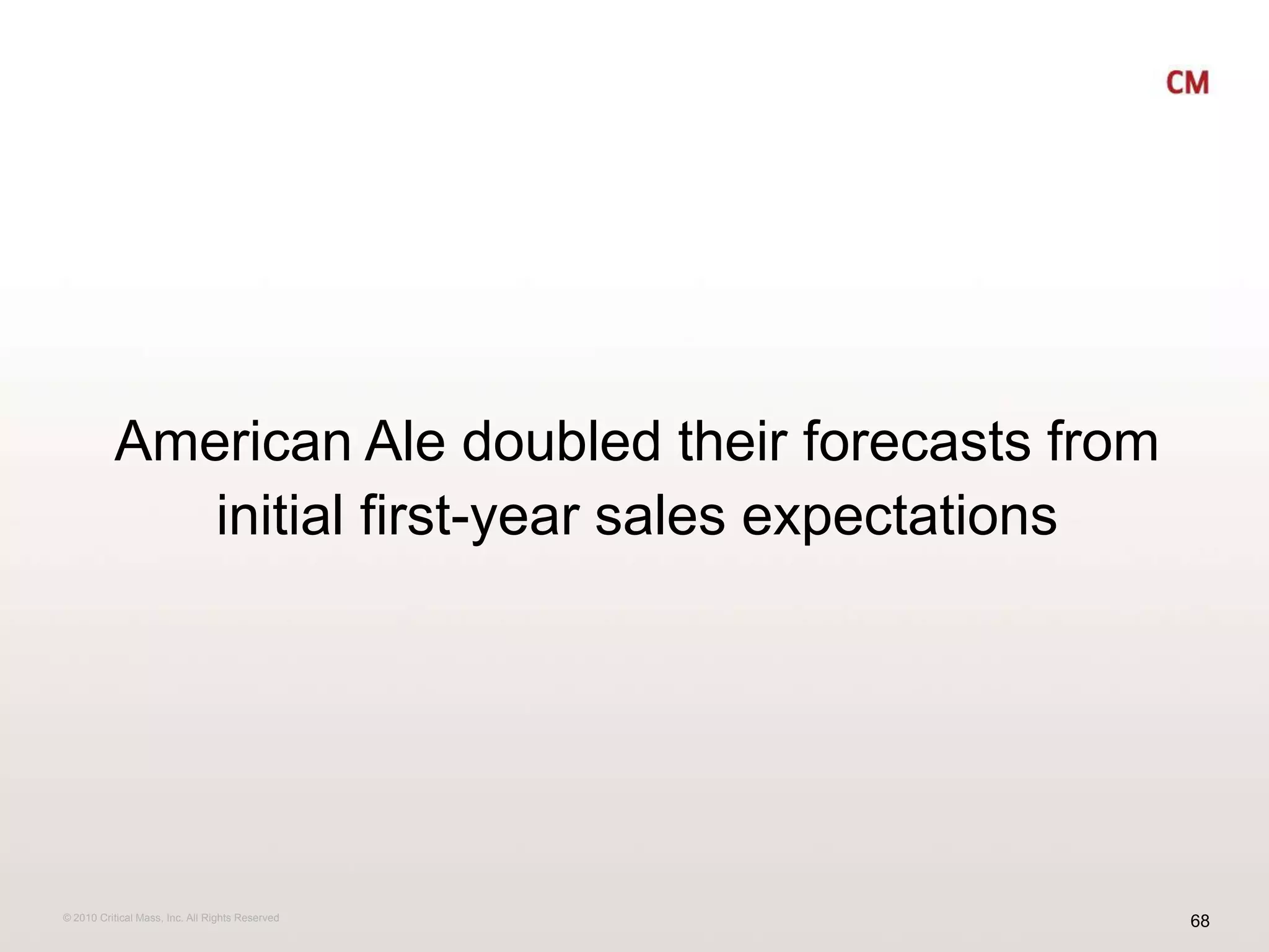 American Ale doubled their forecasts from initial first-year sales expectations