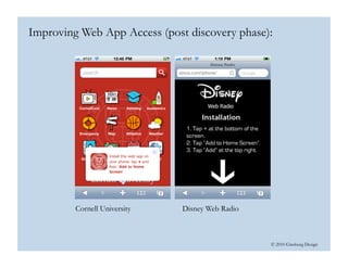 © 2010 Ginsburg Design
Cornell University Disney Web Radio
Improving Web App Access (post discovery phase):
 