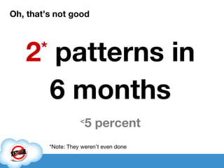 Oh, that’s not good 2 *   patterns in 6 months < 5 percent *Note: They weren’t even done 