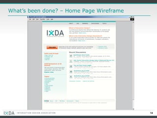 What’s been done? – Home Page Wireframe 