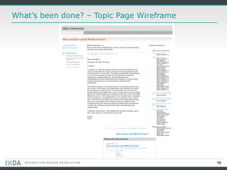 What’s been done? – Topic Page Wireframe 