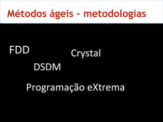 10 Métodos ágeis – metodologias FDD DSDM Crystal Programação eXtrema 