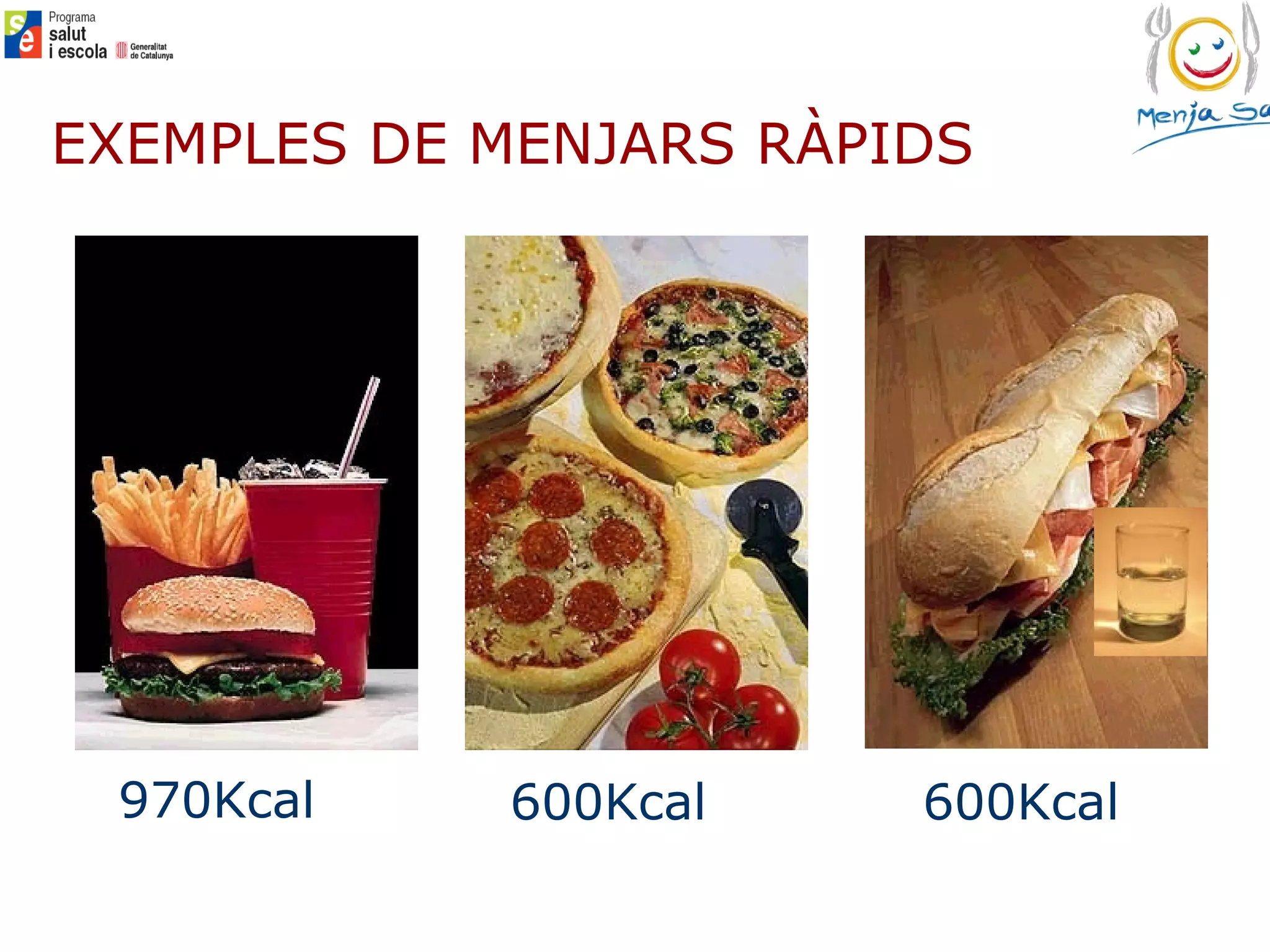 970Kcal 600Kcal 600Kcal EXEMPLES DE MENJARS RÀPIDS 
