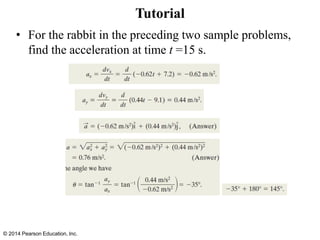 • For the rabbit in the preceding two sample problems,
find the acceleration at time t =15 s.
Tutorial
© 2014 Pearson Education, Inc.
 
