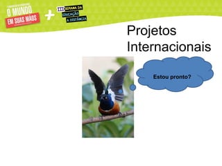 Projetos
Internacionais
Estou pronto?
 