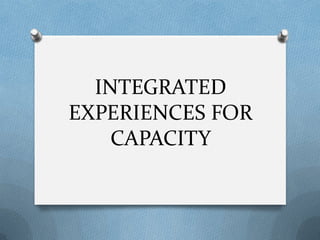 INTEGRATED
EXPERIENCES FOR
CAPACITY

 