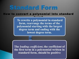 How to convert a polynomial into standard
form?
OR
 