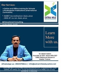 • NABET Accreditation Assis ance
CBSE AT i ia ion Assis ance
m Aca demic Audit
Extra Mike E&T is run by B-BAG Global Educational trust, a registered NGO under
DARPAN, NlTl AAYOG, Govt. of India [KL/2O24/O415S13] and MSME, Govt of India
[UDYAM-KL-12-0082944]
 