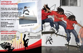 ixxtreme
sponsorships                                          Singlets

are you an ixxtremist and
looking for free gear?

iXX escha is offering an
opportunity for 8 young
talented individuals to
join the new ixx team.

The ixx teams will include:

skaters
snowboarders
                                              ip
bikers                               heelfl
wake boarders           n o l l ie



dance / music
sponsorships
not into ixxtreme?                             DJs
iXX escha is offering                Breakdancers
dance and music                       Music Artists
sponsorships
 