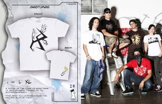 t-sHIRTS

                   Gestures

                       Front




                                               Back




 S   M    L     XL
A motion of the limbs or body made
to help express thought or to
emphasize speech.
                                     Colours




*The paint will charge during the
day and glow at night.
                                                  T0011
 