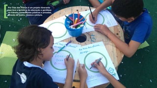 Por Trás das Placas é um projeto itinerante
que leva a temática da educação e gentileza
no trânsito para escolas públicas e privadas,
através de teatro, música e pintura.
 