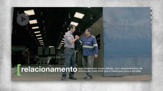 relacionamentoque desenvolve novos líderes, num relacionamento de
admiração mais forte que a hierarquia pura e simples
 