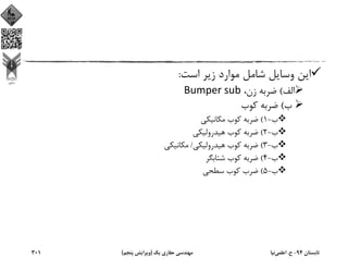 ‫اﺳﺖ‬ ‫زﻳﺮ‬ ‫ﻣﻮارد‬ ‫ﺷﺎﻣﻞ‬ ‫وﺳﺎﻳﻞ‬ ‫اﻳﻦ‬:
‫اﻟﻒ‬(،‫زن‬ ‫ﺿﺮﺑﻪ‬Bumper sub
‫ب‬(‫ﻛﻮب‬ ‫ﺿﺮﺑﻪ‬
‫ب‬-1(‫ﻣﻜﺎﻧﻴﻜﻲ‬ ‫ﻛﻮب‬ ‫ﺿﺮﺑﻪ‬
‫ب‬-2(‫ﻫﻴﺪروﻟﻴﻜﻲ‬ ‫ﻛﻮب‬ ‫ﺿﺮﺑﻪ‬
‫ب‬-3(‫ﻫﻴﺪروﻟﻴﻜﻲ‬ ‫ﻛﻮب‬ ‫ﺿﺮﺑﻪ‬/‫ﻣﻜﺎﻧﻴﻜﻲ‬
‫ب‬-4(‫ﺷﺘﺎﺑﮕﺮ‬ ‫ﻛﻮب‬ ‫ﺿﺮﺑﻪ‬
‫ب‬-5(‫ﺳﻄﺤﻲ‬ ‫ﻛﻮب‬ ‫ﺿﺮب‬
‫ﺗﺎﺑﺴﺘﺎن‬94-‫ح‬.‫اﻋﻠﻤﻲ‬‫ﻧﻴﺎ‬‫ﻳﻚ‬ ‫ﺣﻔﺎري‬ ‫ﻣﻬﻨﺪﺳﻲ‬)‫ﭘﻨﺠﻢ‬ ‫وﻳﺮاﻳﺶ‬(301
 