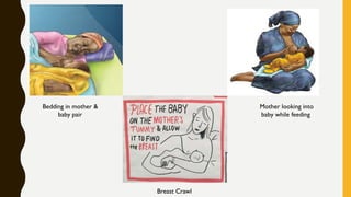 Bedding in mother &
baby pair
Mother looking into
baby while feeding
Breast Crawl
 